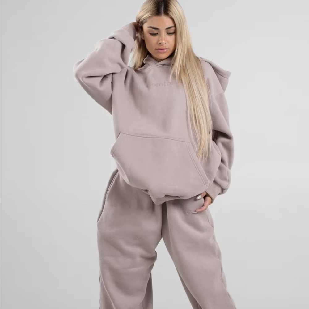 Comfort Sweatshirt and straight leg sweatpants set- size 3x color bark - Picture 5 of 6